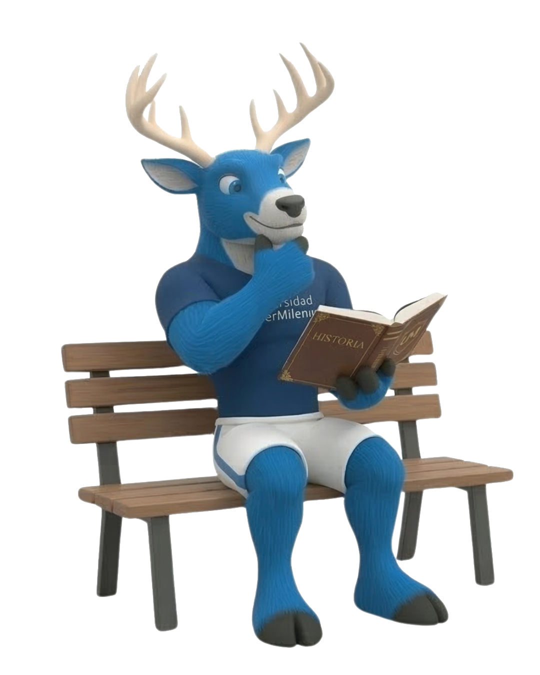 UMI sentado en una banca, leyendo un libro